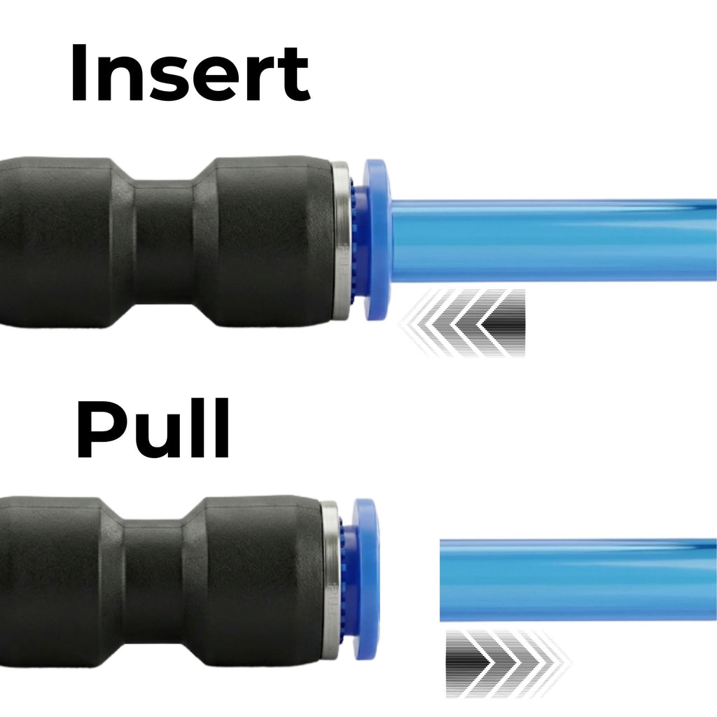 Pneumatic Push-In Air Fitting – Straight Plastic Union 3/8" Tube | Truck & Trailer Air Line Connector