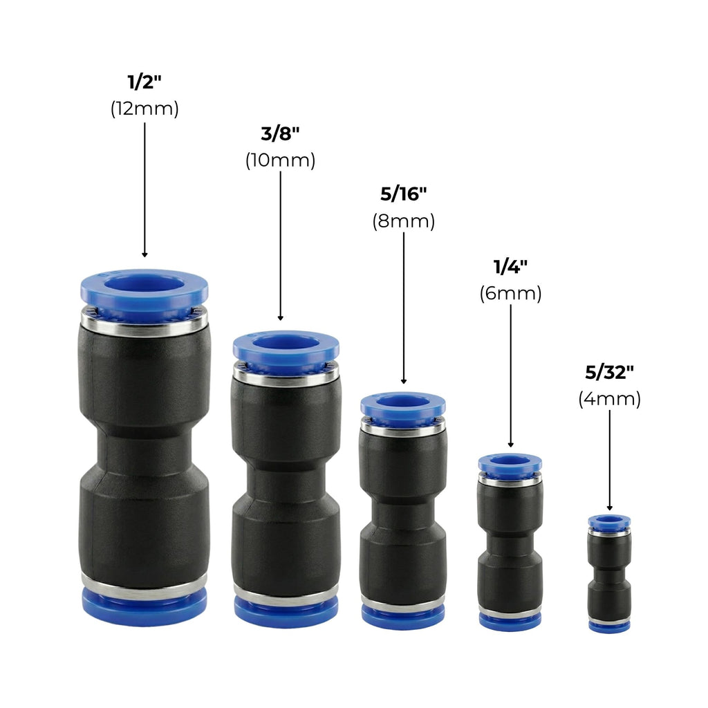 Pneumatic Push-In Air Fitting – Straight Plastic Union 3/8" Tube | Truck & Trailer Air Line Connector