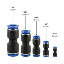 Load image into Gallery viewer, Pneumatic Push-In Air Fitting – Straight Plastic Union 3/8" Tube | Truck &amp; Trailer Air Line Connector